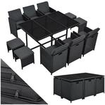 Juskys Polyrattan Sitzgruppe Baracoa XL 11-teilig &ndash; Gartenm&ouml;bel wetterfest,