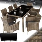 tectake&reg; Rattan Sitzgruppe, f&uuml;r 8 Personen, UV-best&auml;ndig, inklusive Schutzh&uuml;lle