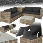 tectake&reg; Rattan Lounge, f&uuml;r 4 Personen, gro&szlig;e Aufbewahrungsbox, mit