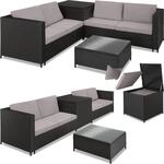 tectake&reg; Rattan Lounge, f&uuml;r 4 Personen, gro&szlig;e Aufbewahrungsbox, mit