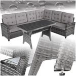 tectake&reg; Rattan Lounge, f&uuml;r 6 Personen, UV-best&auml;ndig, Tisch mit Schraubf&uuml;&szlig;en