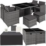 tectake&reg; Aluminium Rattan Sitzgruppe, wetterfest und UV-best&auml;ndig, f&uuml;r 4 bis 8