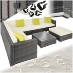 tectake&reg; Aluminium Rattan Lounge, wetterfest und UV-best&auml;ndig, 4 extra Kissen und