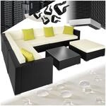 tectake&reg; Aluminium Rattan Lounge, wetterfest und UV-best&auml;ndig, 4 extra Kissen und