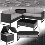 tectake&reg; Rattan Lounge, f&uuml;r 4 Personen, gro&szlig;e Aufbewahrungsbox, mit
