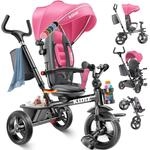KIDIZ&reg; Dreirad 5in1 Kinderdreirad mit Schubstange Lenksystem Stange ab 1 Jahr