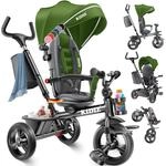 KIDIZ&reg; Dreirad 5in1 Kinderdreirad mit Schubstange Lenksystem Stange ab 1 Jahr
