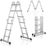 Juskys Aluminium Multifunktionsleiter 3,6m Tragf&auml;higkeit bis 150 kg