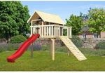 Karibu Stelzenhaus Fidel mit Rutsche rote und Holzrampe