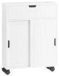 SoBuy Toilettenschrank Mit 2 T&uuml;ren Und Toilettenpapierhalter Wei&szlig; 50x17x67cm