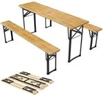 Juskys Bierzeltgarnitur Bichl 3-teilig klappbar - Gartenm&ouml;bel-Set aus 1 Biertisch +