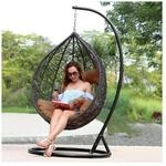 HOME DELUXE Polyrattan H&auml;ngesessel mit Regenabdeckung CIELO - Grau/Braun