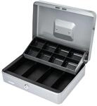 HMF Geldkassette mit 8 M&uuml;nz- und 4 Geldscheinf&auml;chern, 30 x 24 x 9 cm, silber