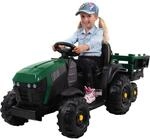 Elektro-Kindertraktor mit Anh&auml;nger, Staufach, Schaufel, Fernbedienung, 90 W,