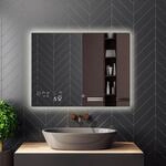 Heidenfeld Infrarot-Spiegelheizung HF-HS200, Wetteranzeige, LED-Licht, 200-500 Watt,