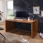 FineBuy Design Schreibtisch Natur Sheesham Massivholz B&uuml;rotisch Computertisch