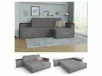 Ecksofa mit Schlaffunktion 240 x 160 cm Grau - Eckcouch Sofa Couch Schlafsofa