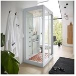 HOME DELUXE Dampfdusche mit Wasserfall und Dampfsauna LUXORY - 120 x 90 cm Wei&szlig;