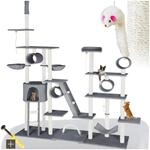 tectake&reg; Kratzbaum, 234 bis 261 cm, mit Katzenhaus, inklusive 2 Treppen, 2
