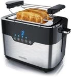 Arendo 2-Scheiben Toaster MORGEN Edelstahl, 920 W, mit extra breiten Schlitzen,