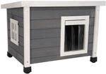 Kerbl Katzenhaus Rustica Katzenh&uuml;tte Holz wei&curren;/grau Plexiglasfenster Katzenvilla