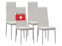 Albatros Esszimmerstühle MILANO 4er Set, Weiss - Polsterstuhl mit Kunstleder-Bezug,