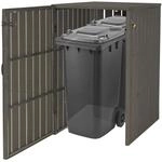 XL 1er-/2er-WPC-M&uuml;lltonnenverkleidung MCW-J28, M&uuml;lltonnenbox, Metall Holzoptik,
