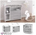 VICCO Wickelkommode OSKAR wei&szlig; grau Wickelregal Babym&ouml;bel Kommode Wickeltisch