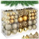 tectake&reg; Weihnachtskugeln, 100er-Set in Gold, matt, gl&auml;nzend und glitzernd,