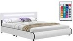 Juskys Polsterbett Sevilla 180x200 cm &ndash; Bett mit LED Beleuchtung & Lattenrost &ndash;