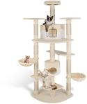 tectake&reg; Kratzbaum, 201 cm, mit 2 Katzenh&auml;usern, inklusive Spielkordel und