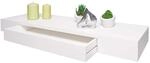 Wandregal MCW-H37, Schweberegal Wandboard H&auml;ngeregal Regal, Schublade Massiv-Holz