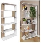 Vicco Raumteiler B&uuml;cherregal Standregal B&uuml;roregal Regal 5 F&auml;cher Wei&szlig; Sonoma