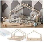 VITALISPA Kinderbett DESIGN Hausbett&nbsp;G&auml;stebett Lattenrost&nbsp;Natur 90x200 Matratze