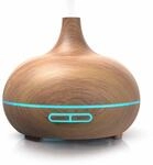 Arendo Aroma Diffuser, Luftbefeuchter, Vernebler in Holz Optik, Diffusor mit 7 Farben