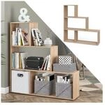 Vicco Treppenregal Asym Raumteiler B&uuml;cherregal Regal Wandregal 4 F&auml;cher Sonoma