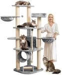 HAPPYPET Gro&szlig;er Kratzbaum Stabil 'Parker' 171 cm - XXL Katzenbaum Grau