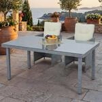 Poly-Rattan Gartentisch Chieti, Esstisch Tisch mit Glasplatte, 160x90x74cm ~ grau