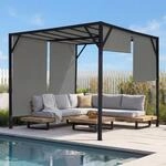 Pergola Beja, Garten Pavillon Terrassen&uuml;berdachung, stabiles 6cm-Stahl-Gestell +