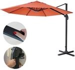 Gastronomie-Ampelschirm MCW-A96, Sonnenschirm, rund &Oslash; 3m Polyester Alu/Stahl 23kg ~