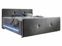 Juskys Boxspringbett Houston 140x200 cm - Bett mit LED, Topper &...