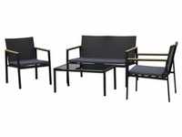 Outsunny Polyrattan Sitzgruppe als 4-teiliges Set schwarz, grau