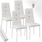 tectake&reg; Set Esszimmerstuhl, gepolstert mit Kunstlederbezug, schlanke Stahlbeine, 40