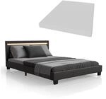 Juskys Polsterbett Paris 140 x 200 cm Einzelbett in schwarz mit Kaltschaummatratze