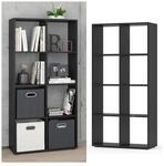 Vicco Raumteiler Scutum 8 F&auml;cher Schwarz 140 x 72 cm - Regal B&uuml;cherregal Standregal