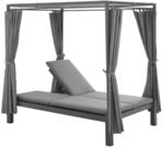 Juskys Doppel Loungebett Kreta - Sonnenliege f&uuml;r 2 Personen - Dach & Lehne