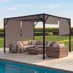 Pergola Beja, Garten Pavillon Terrassen&uuml;berdachung, stabiles 6cm-Stahl-Gestell...