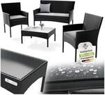 Juskys Polyrattan Gartenm&ouml;bel-Set Fort Myers schwarz mit Tisch, Sofa, 2 St&uuml;hle &