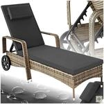 tectake&reg; Rattan Sonnenliege, widerstandsf&auml;hig, 6-fach verstellbare R&uuml;ckenlehne,