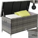 tectake&reg; Auflagenbox, 270 l, mit Rattangeflecht, komfortable Hubautomatik, 121 x 56